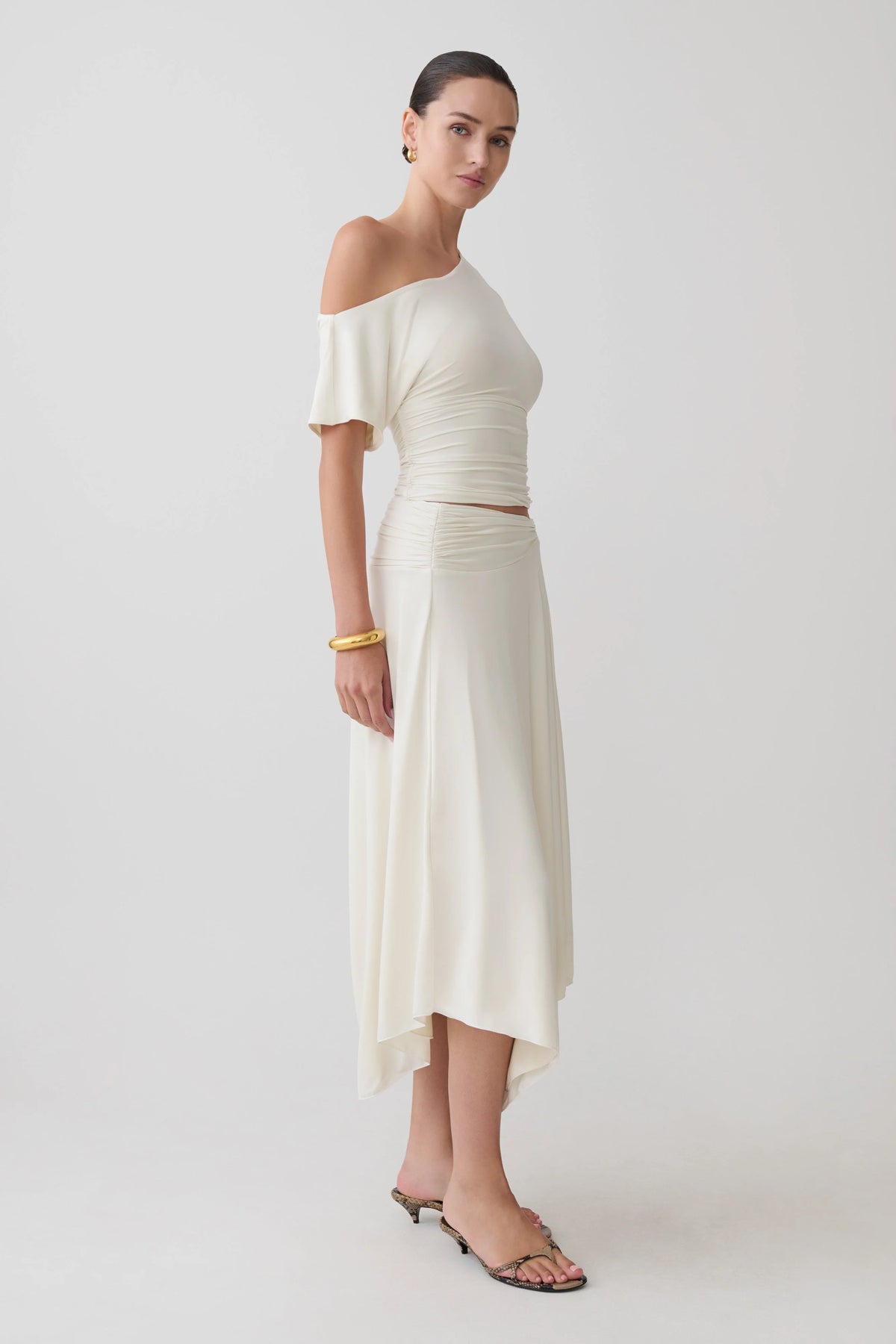 Luu Off Shoulder Slinky Top - Ivory