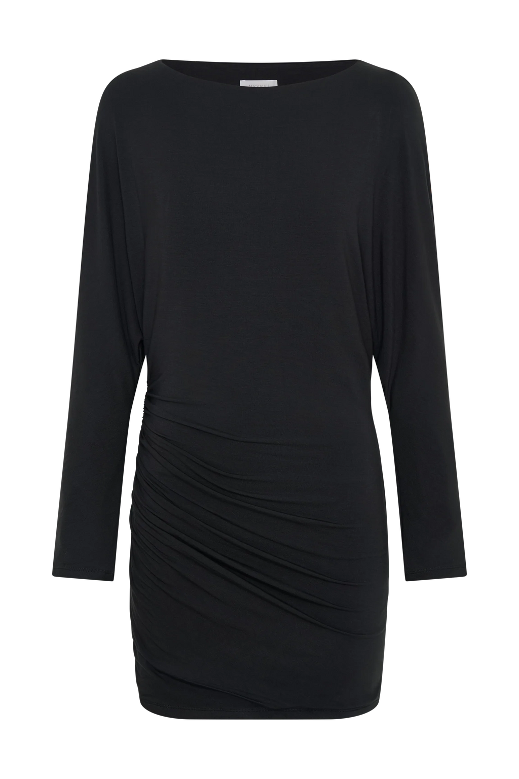 Thao Long Sleeve Gathered Mini Dress - Dark Charcoal