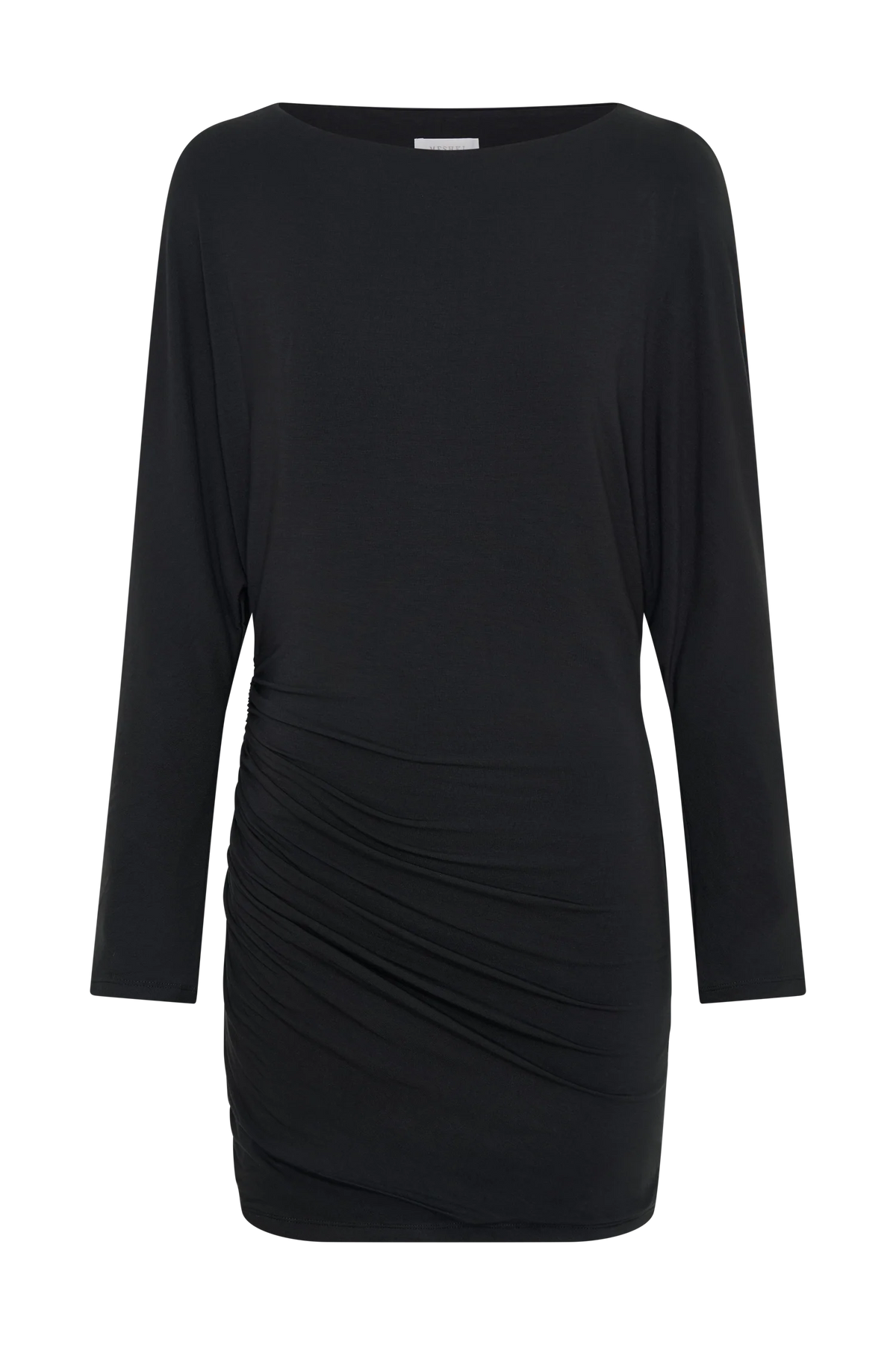 Thao Long Sleeve Gathered Mini Dress - Dark Charcoal