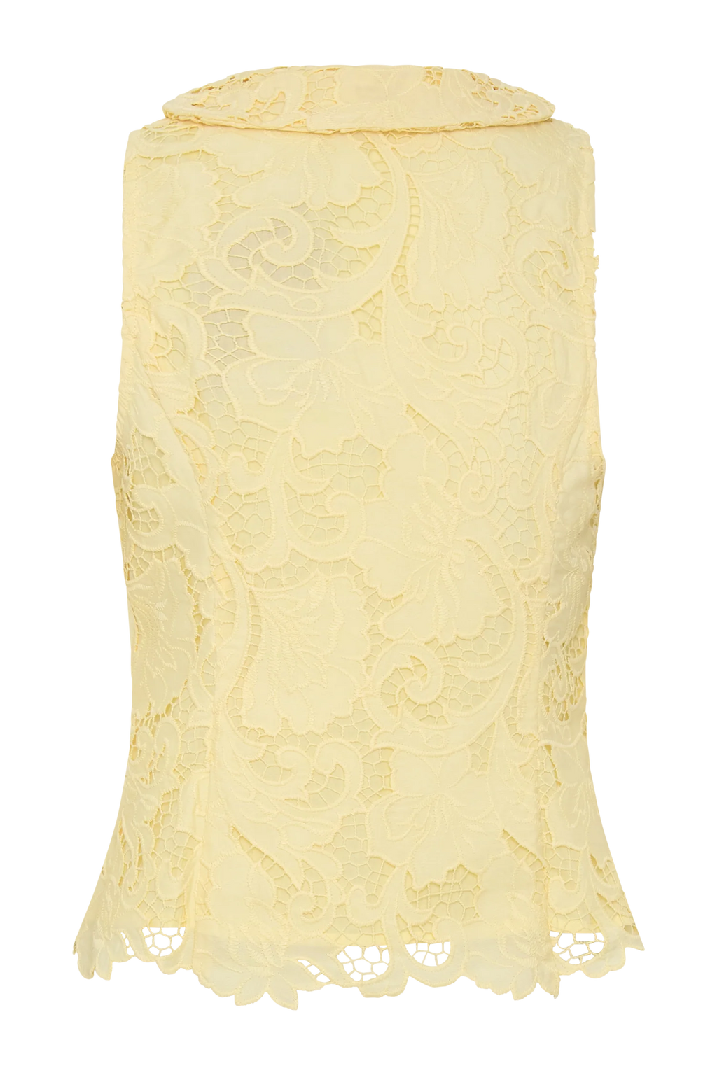 Tessa Broderie Tie Front Sleeveless Top - Lemon