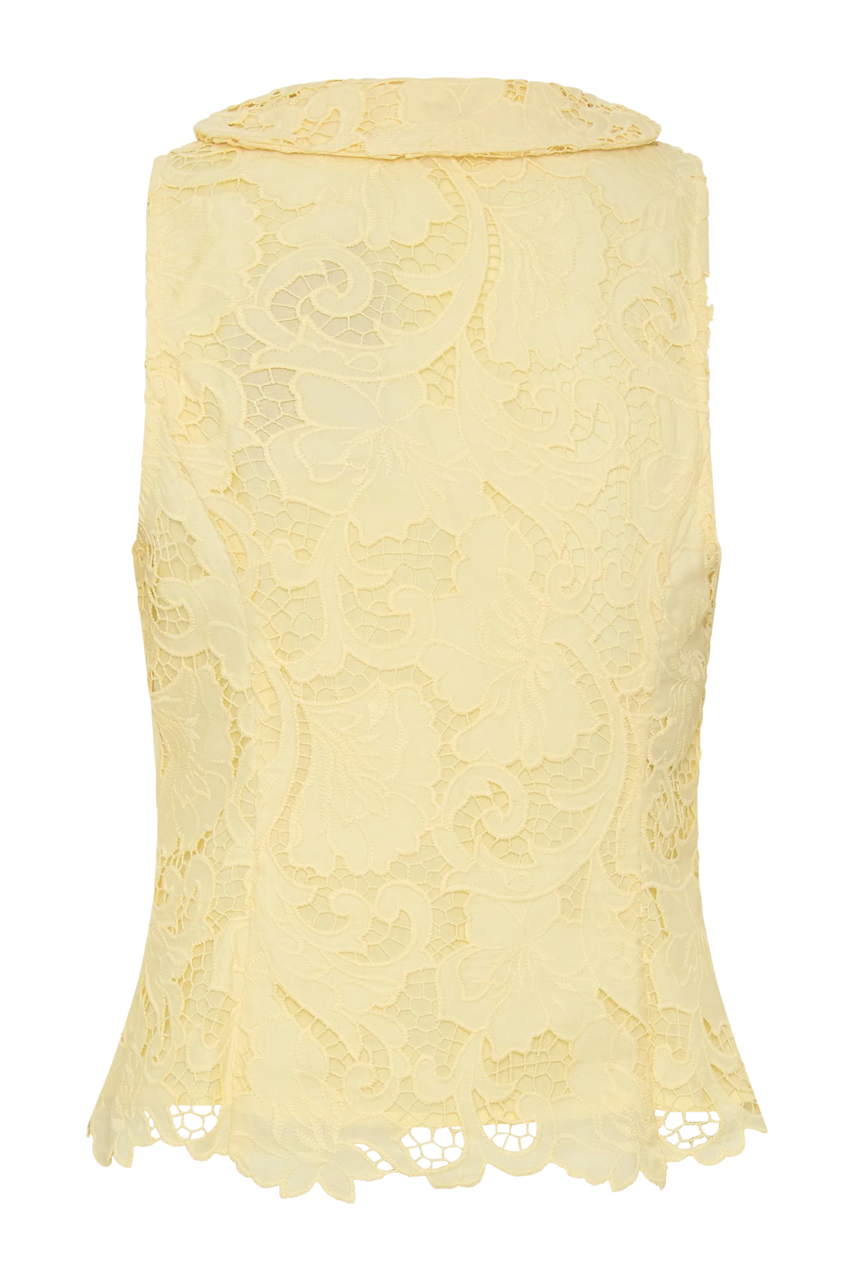 Tessa Broderie Tie Front Sleeveless Top - Lemon