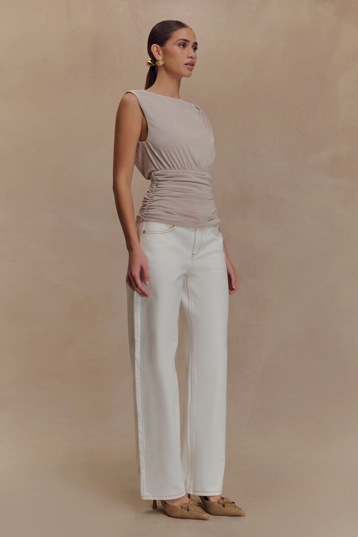 Anthony Short Sleeve Top - Taupe