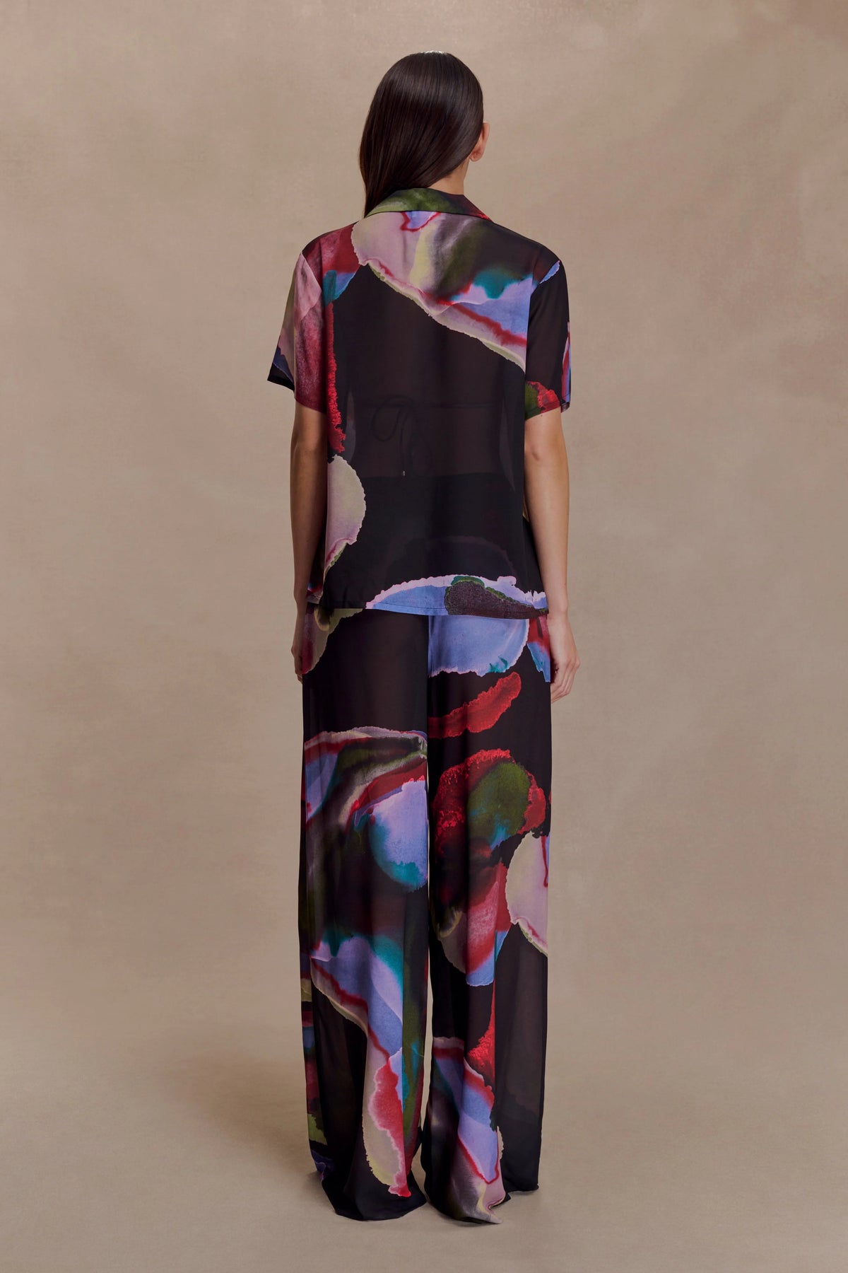 Rachel Chiffon Short Sleeve Shirt - Multi Fluid Reverie Print