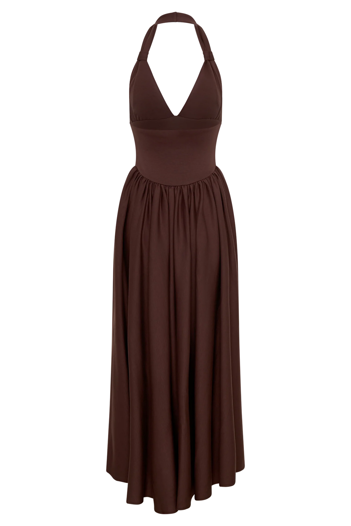 Angelina Scuba Halter Midi Dress - Chocolate