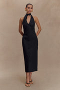 Simona Halter Neck Midi Dress - Black