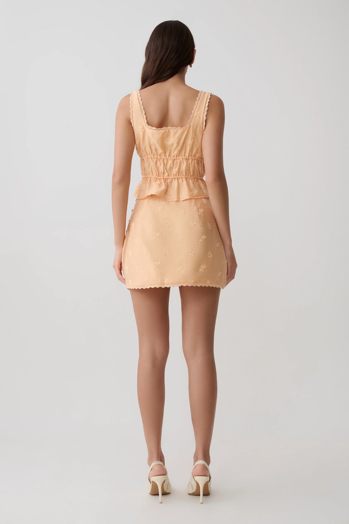 Vivian Embroidered Mini Skirt - Orange