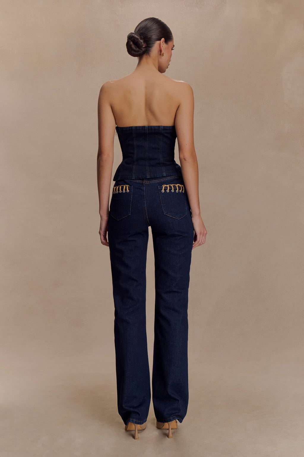 Meryl Lace Up Denim Jean - Indigo Blue