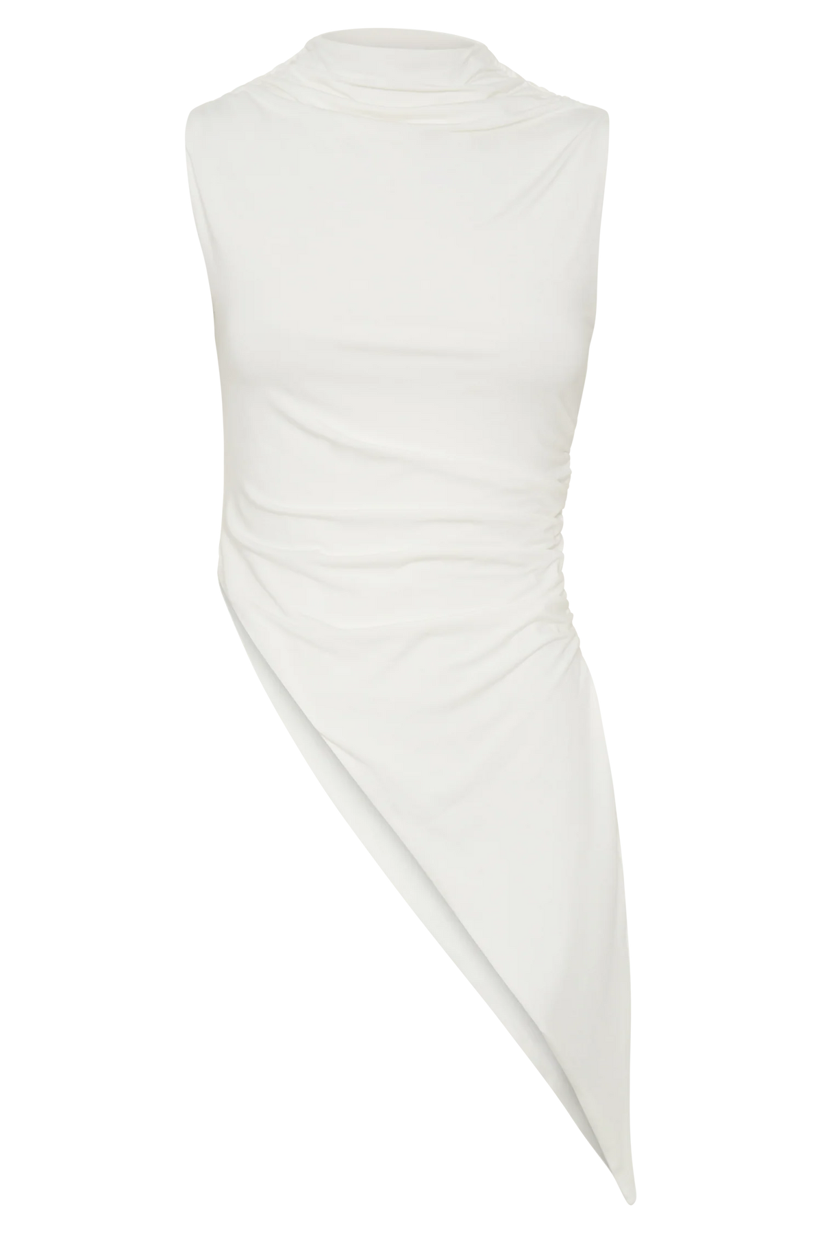 Suong High Neck Gathered Top - White