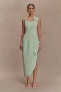 Virginia Suiting Embroidered Midi Dress - Sage