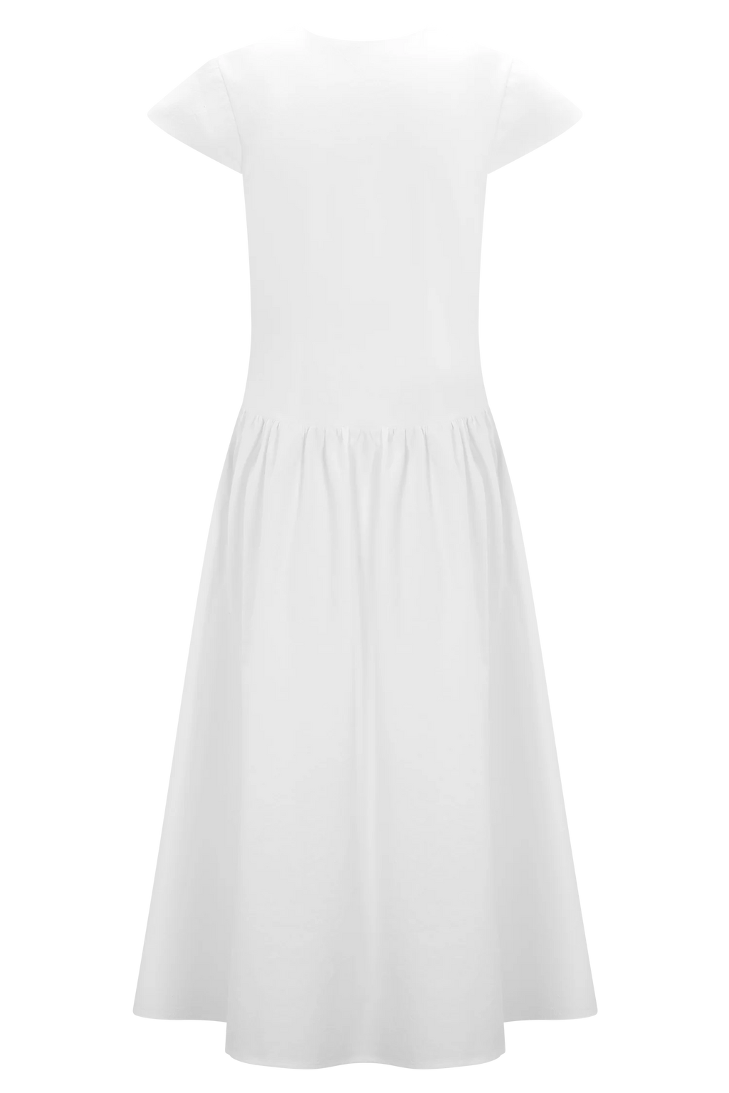 Ayla Cotton Fit And Flare Midi Dress - White