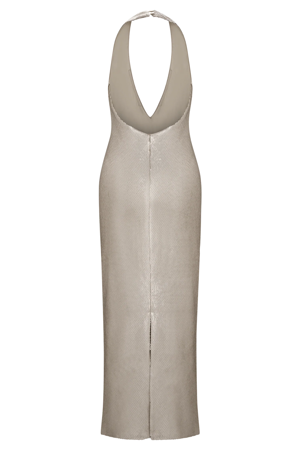 Carnation Sequin Halter Midi Dress - Gold