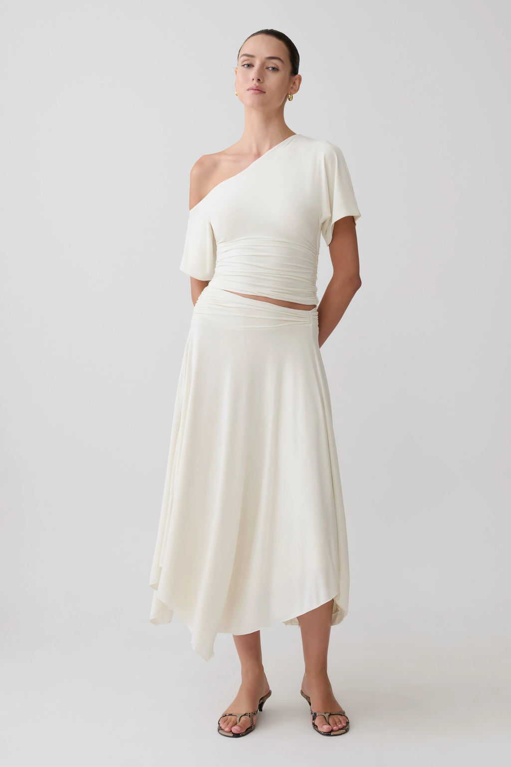 Luu Slinky Midi Skirt - Ivory