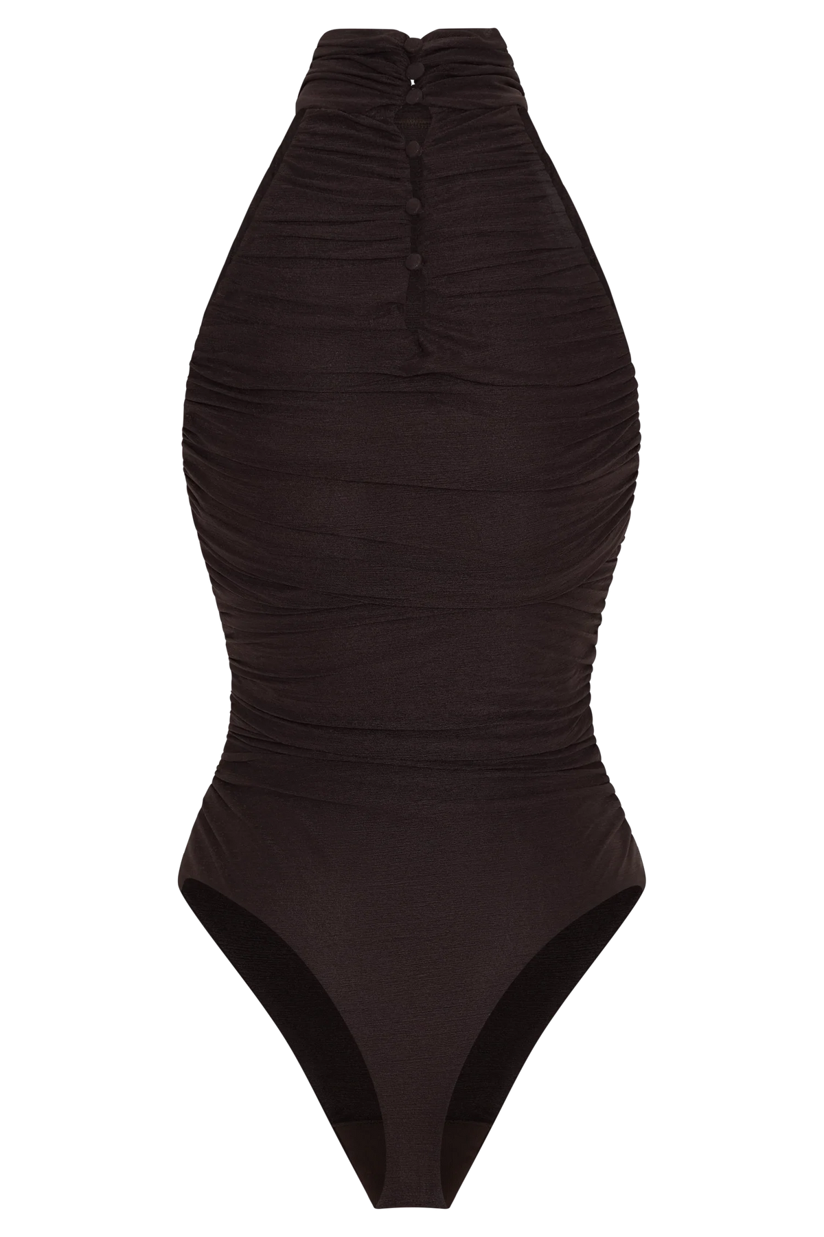 Matilda Ruched Mesh Bodysuit - Chocolate