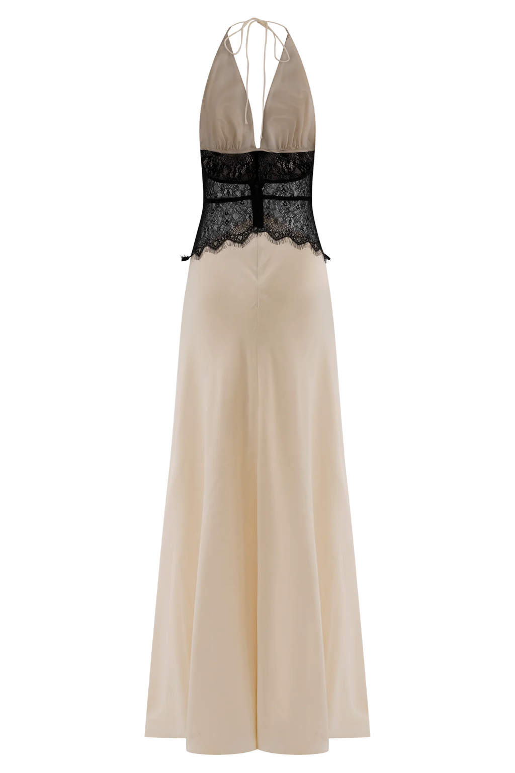 Dinah Lace And Satin Maxi Dress - Black/Ivory