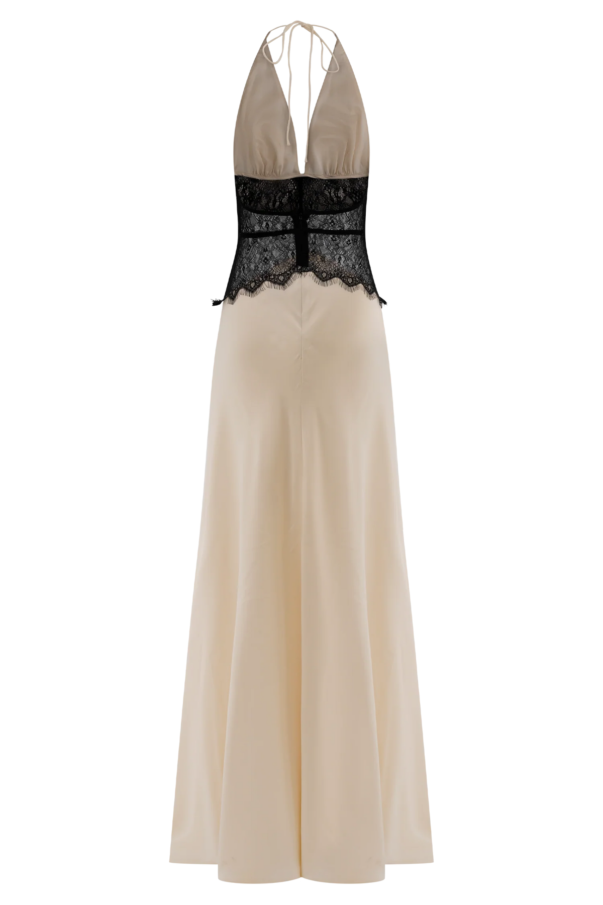 Dinah Lace And Satin Maxi Dress - Black/Ivory