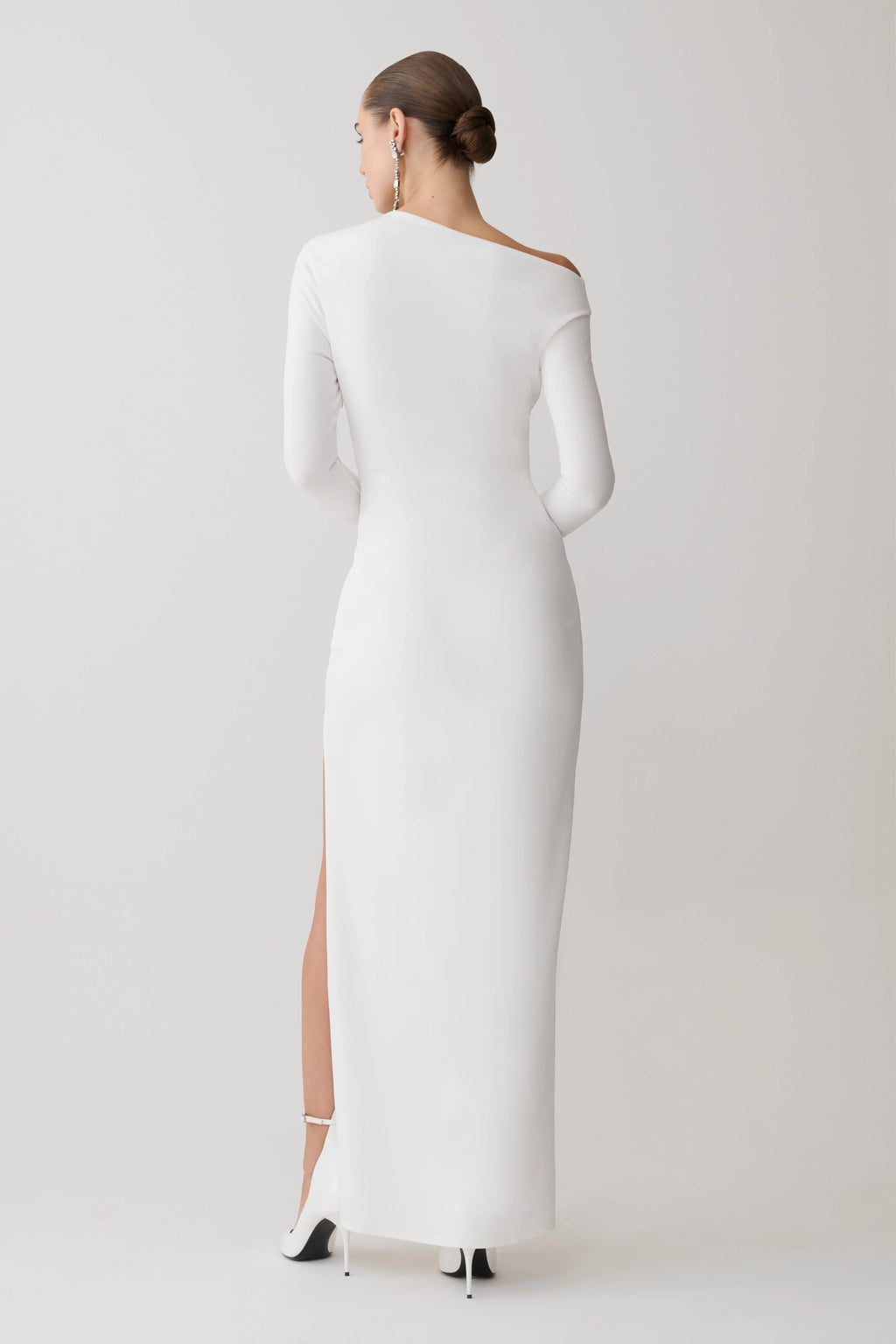 Thalyn Crepe Maxi Dress With Split - White