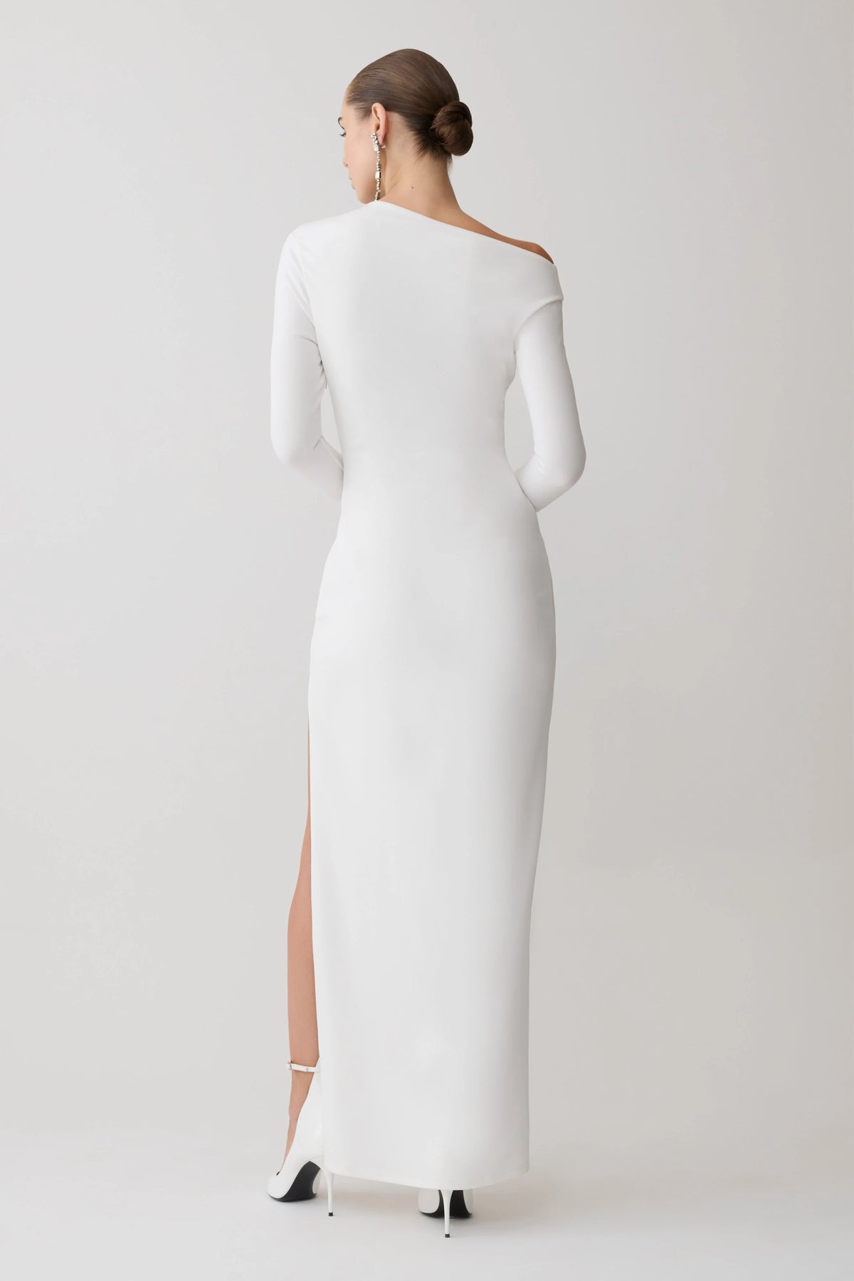 Thalyn Crepe Maxi Dress With Split - White