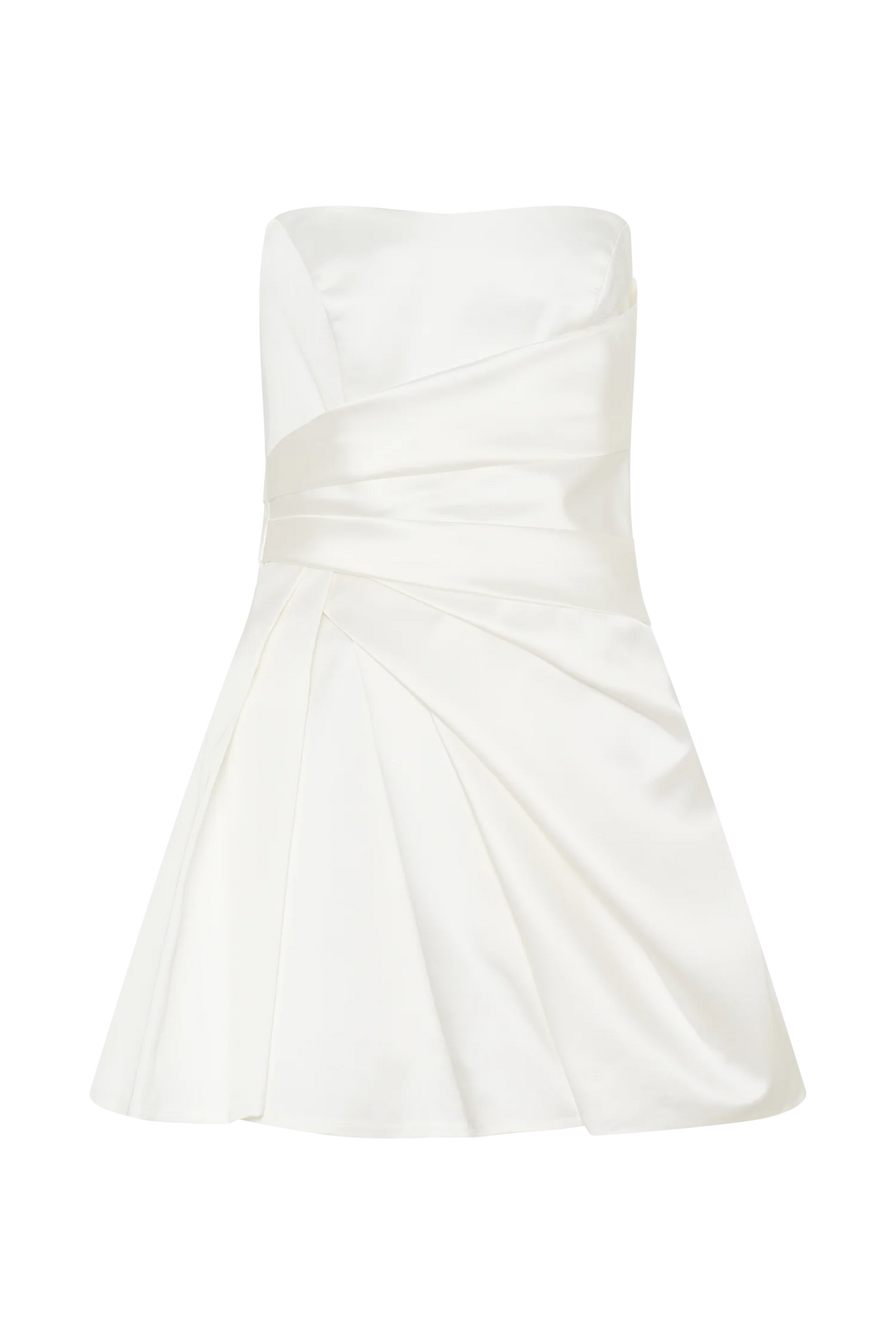 Lora Strapless Satin Mini Dress - White