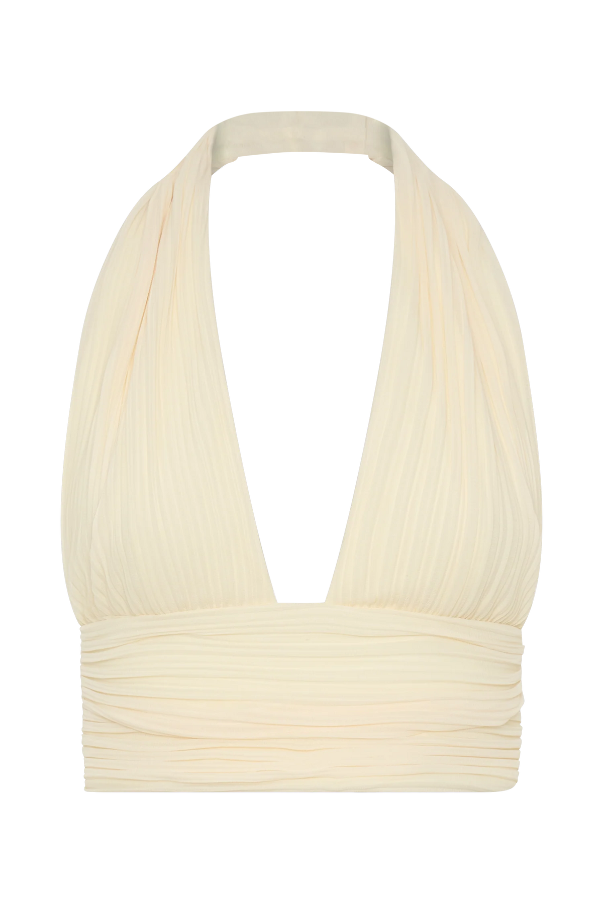 Amaris Sleeveless Plisse Halter Top - Lemon