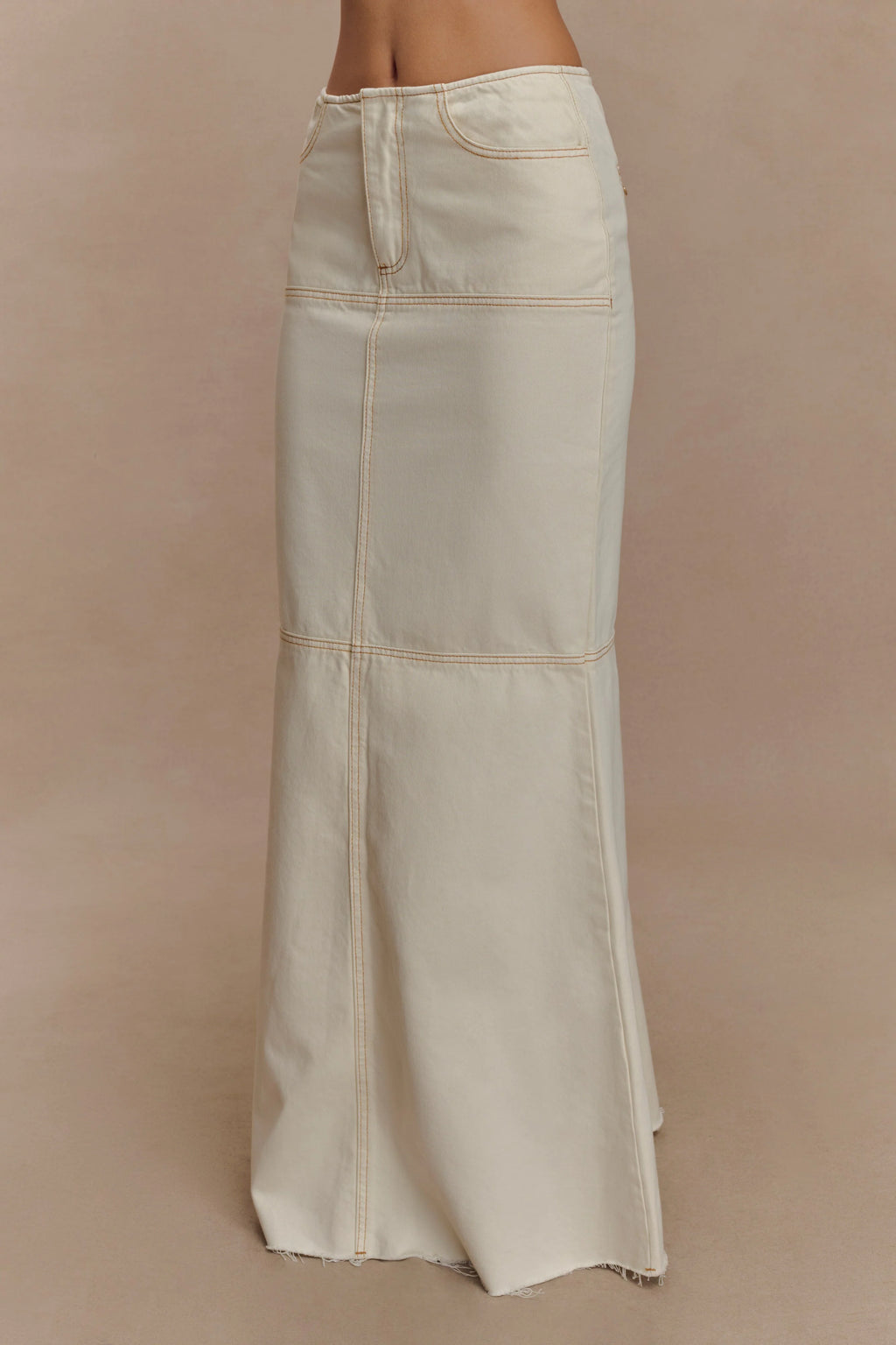 Loretta Denim Maxi Skirt - Ecru