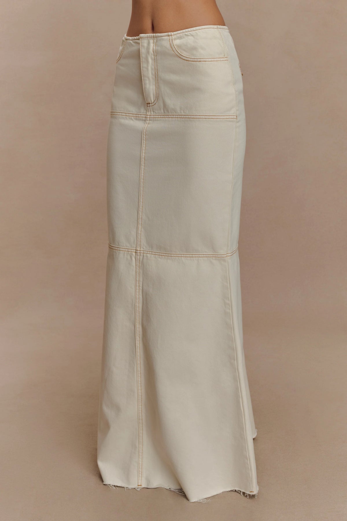 Loretta Denim Maxi Skirt - Ecru