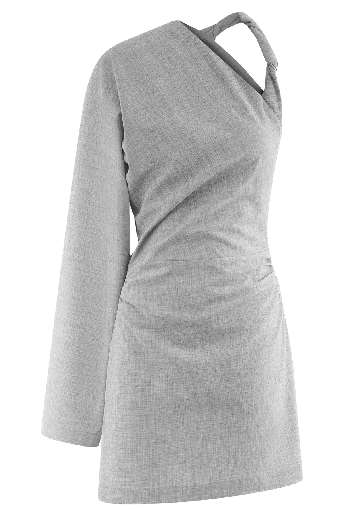 Dorian Twist Shoulder Mini Dress - Charcoal Marle