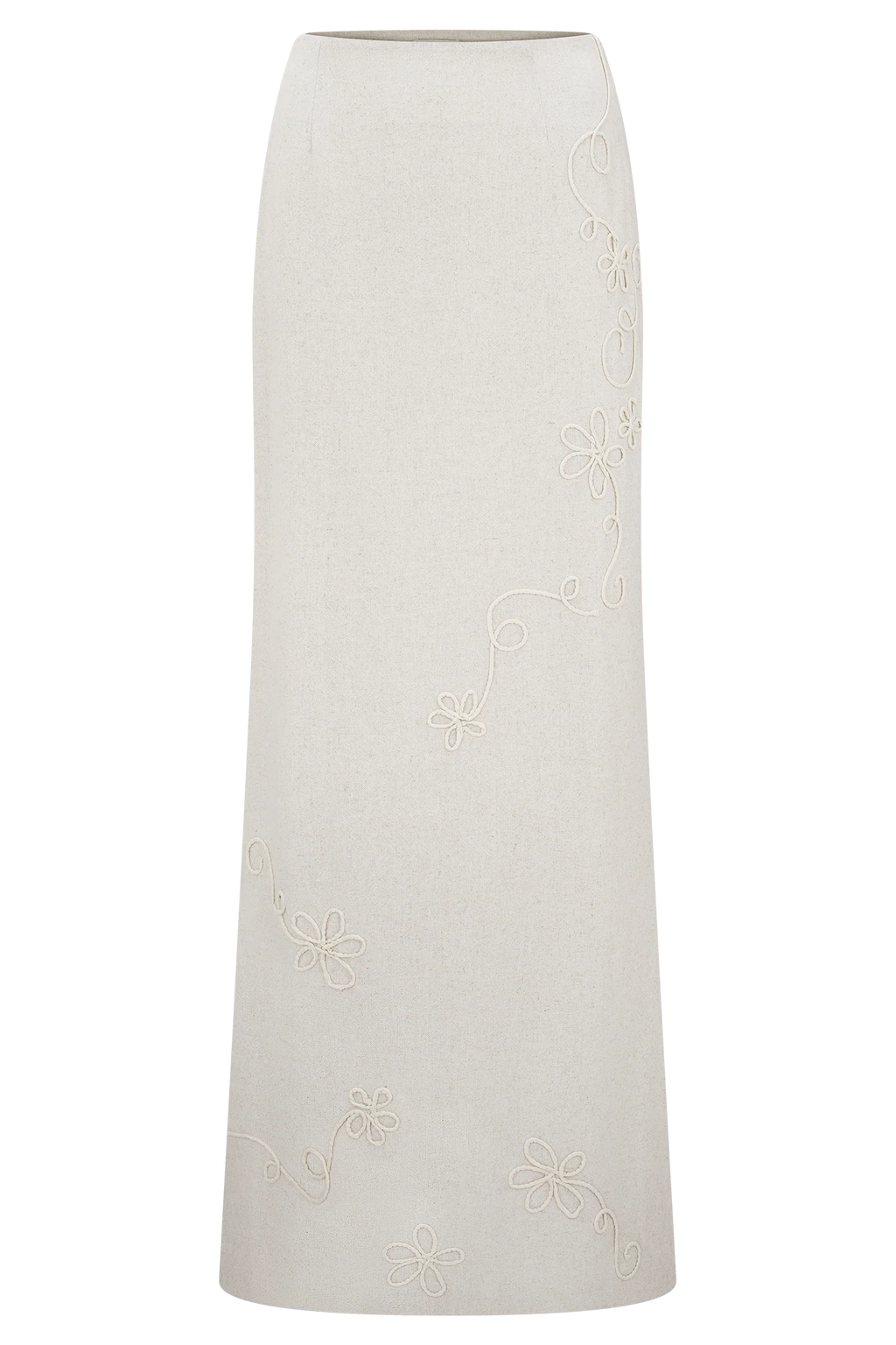 Casey Linen Embroidered Maxi Skirt - Natural