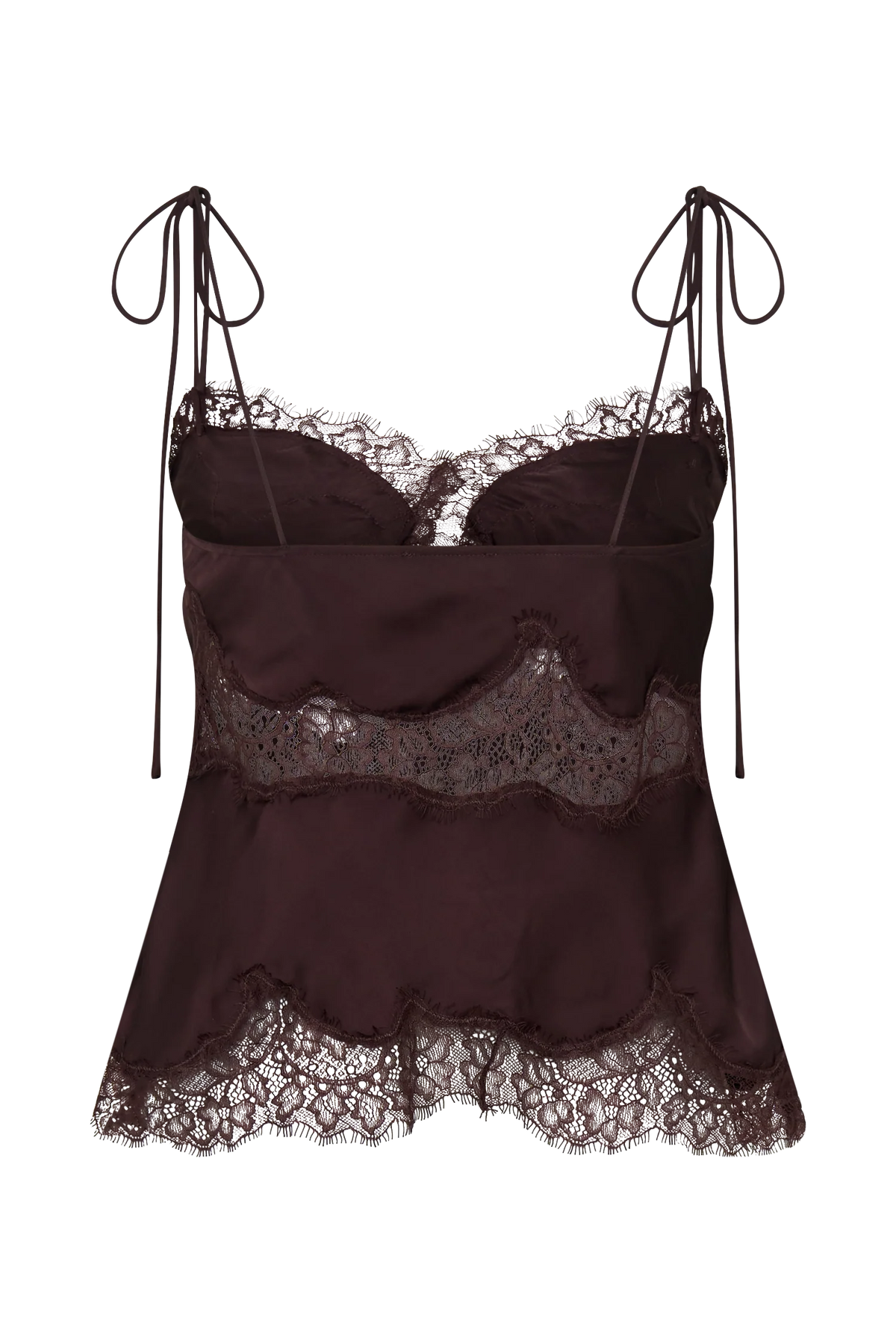 Nina Satin And Lace Camisole - Chocolate