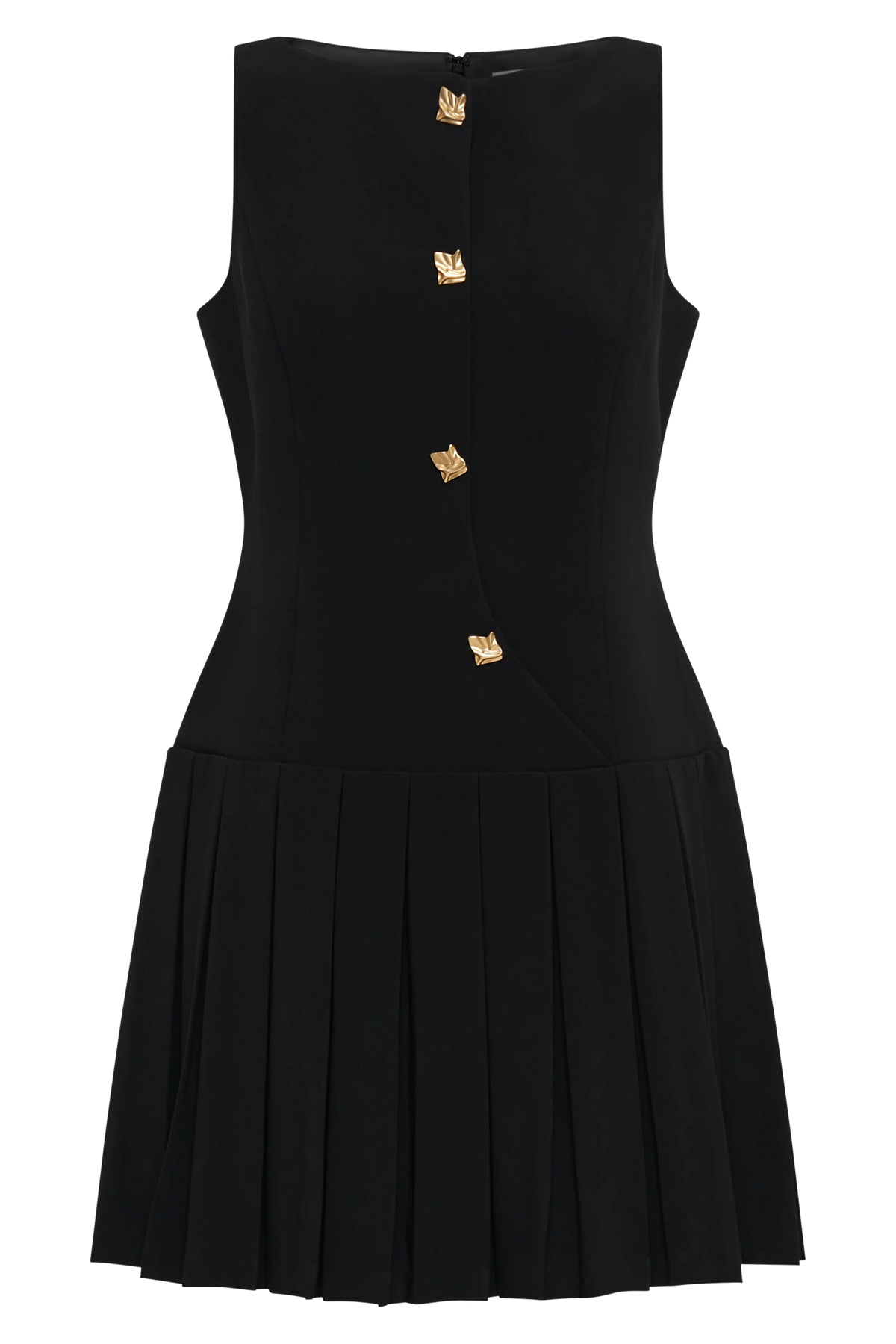 Mackenzie Sleeveless Pleated Mini Dress - Black