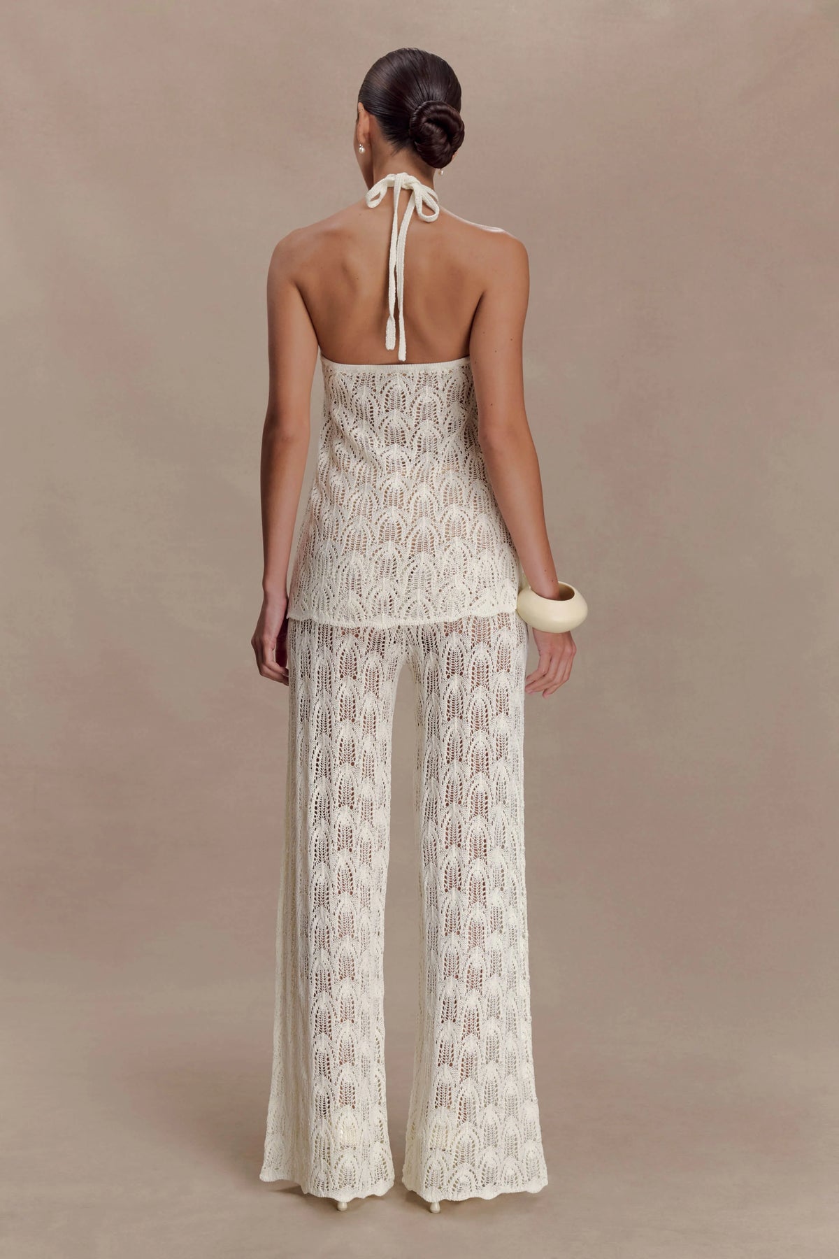 Corey Crochet Halter Neck Top - Ivory