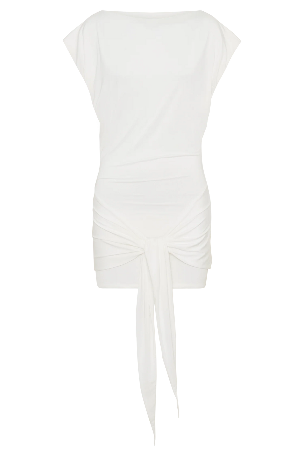 Maiara Shortsleeve Slinky Tie Mini Dress - White