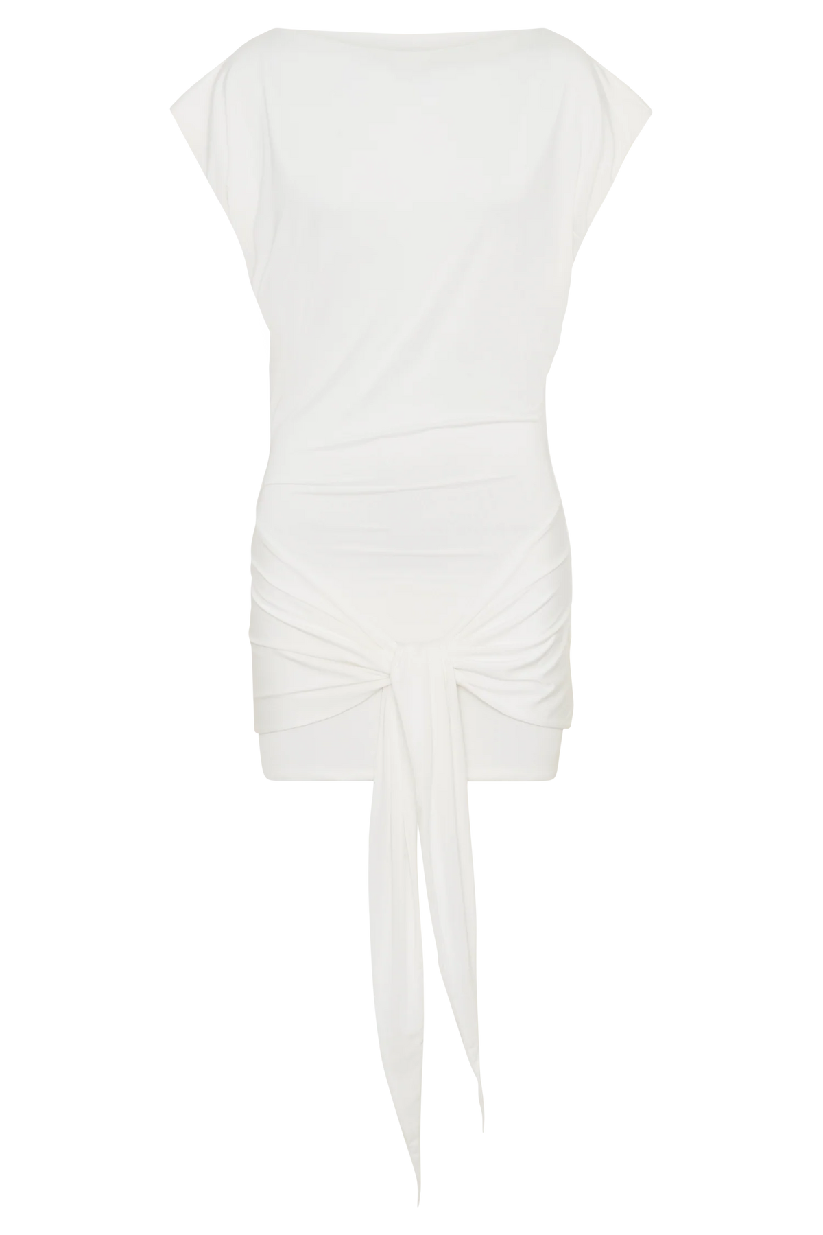 Maiara Shortsleeve Slinky Tie Mini Dress - White