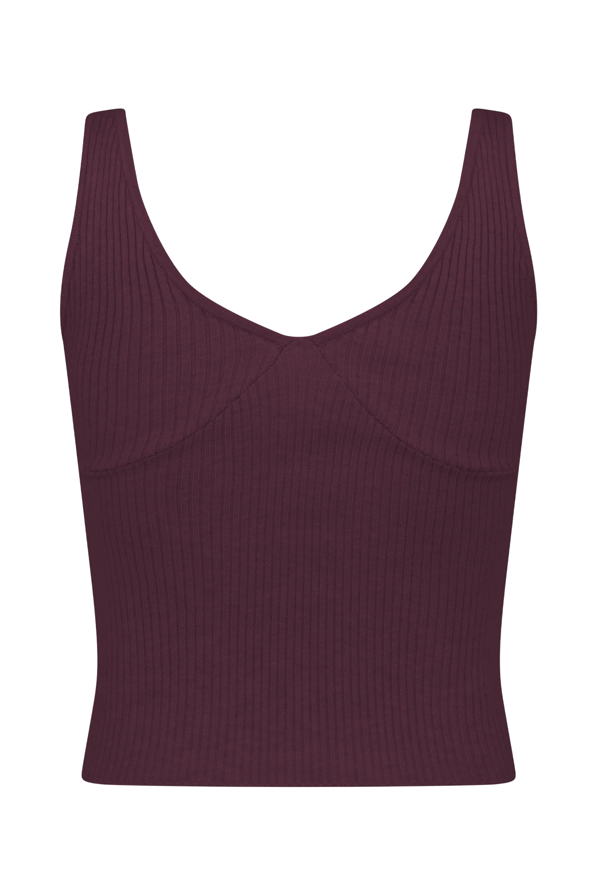 Natalya Ribbed Knit Cami Top - Merlot