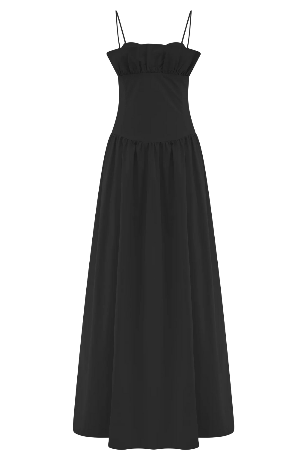 Janis Cotton Frill Maxi Dress - Black