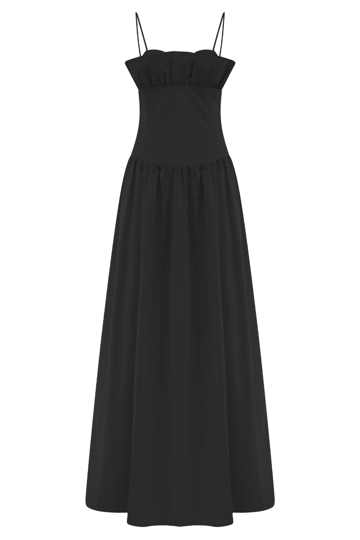 Janis Cotton Frill Maxi Dress - Black