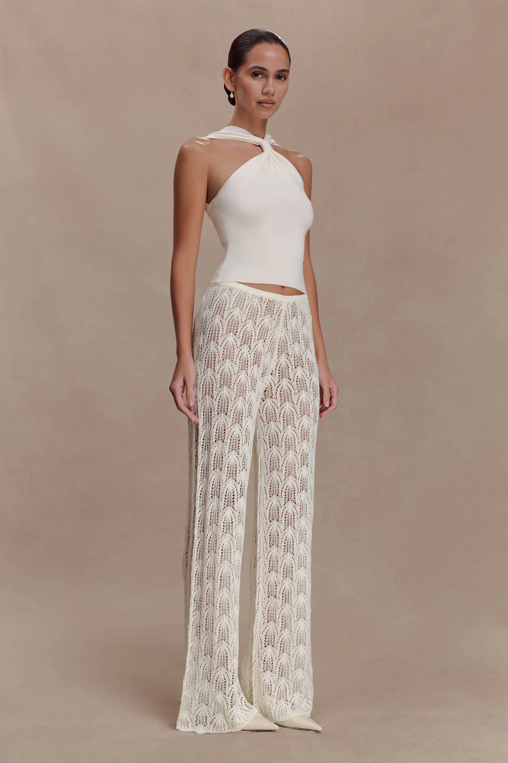 Angelika Twist Front Knit Top - Ivory