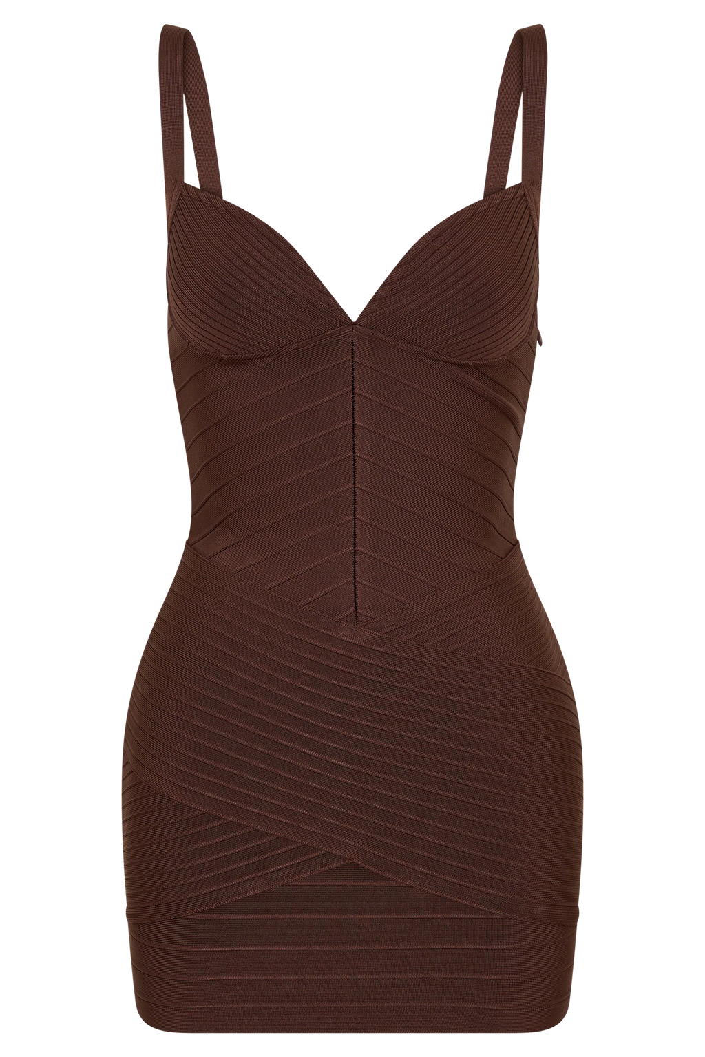 Maison Bandage Knit Mini Dress - Chocolate
