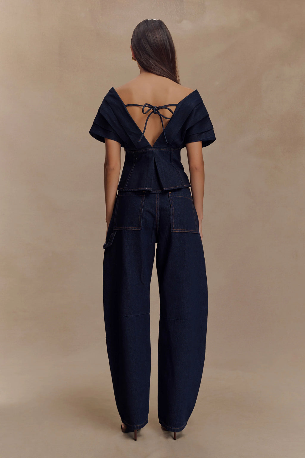 Rayne Off Shoulder Denim Top - Indigo Blue