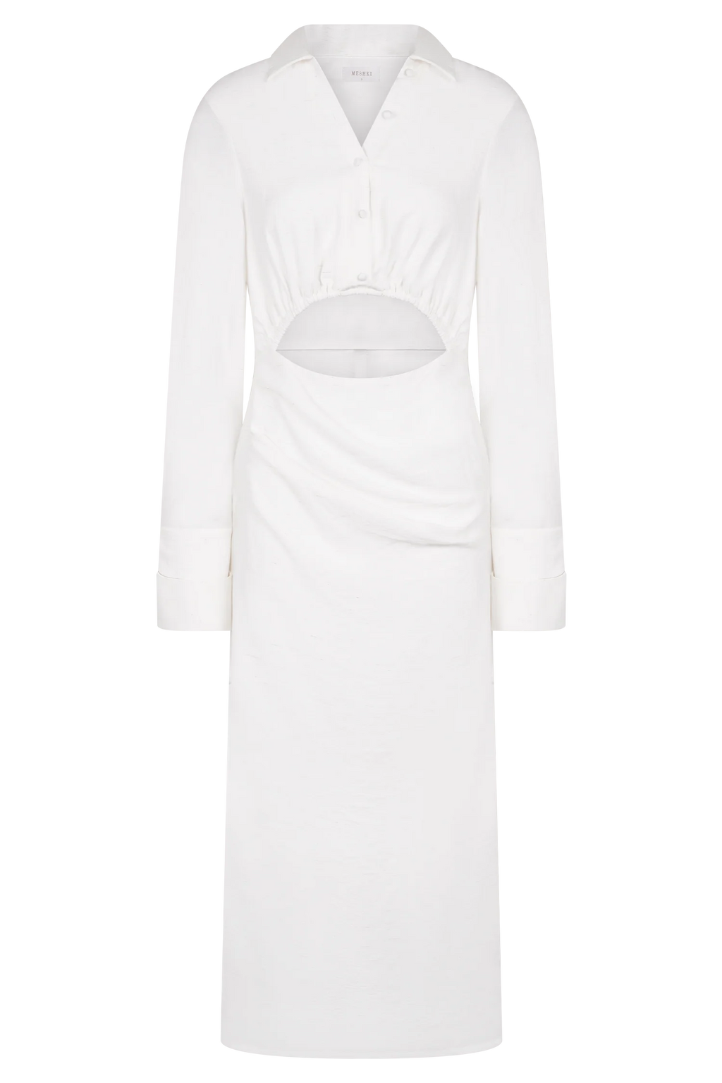 Cecilie Cut Out Shirt Midi Dress - White