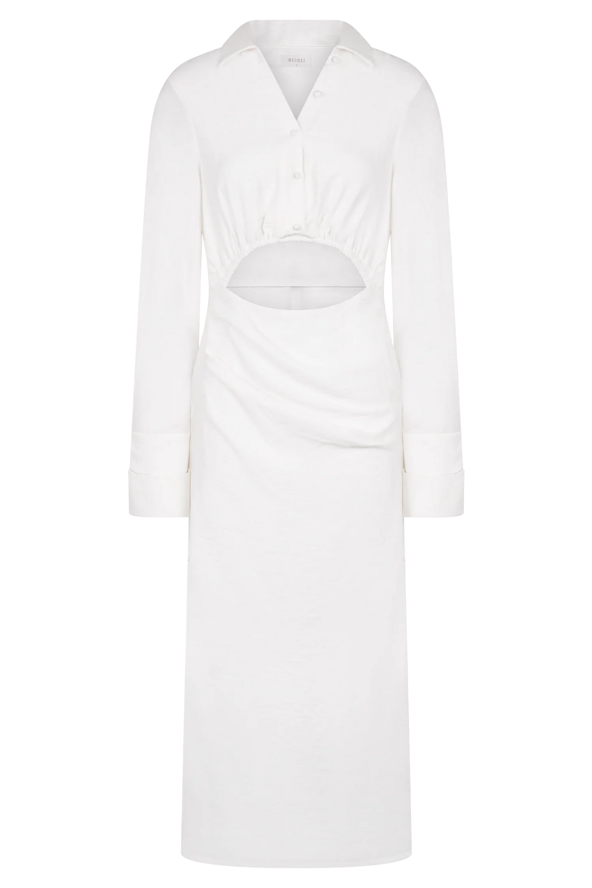 Cecilie Cut Out Shirt Midi Dress - White