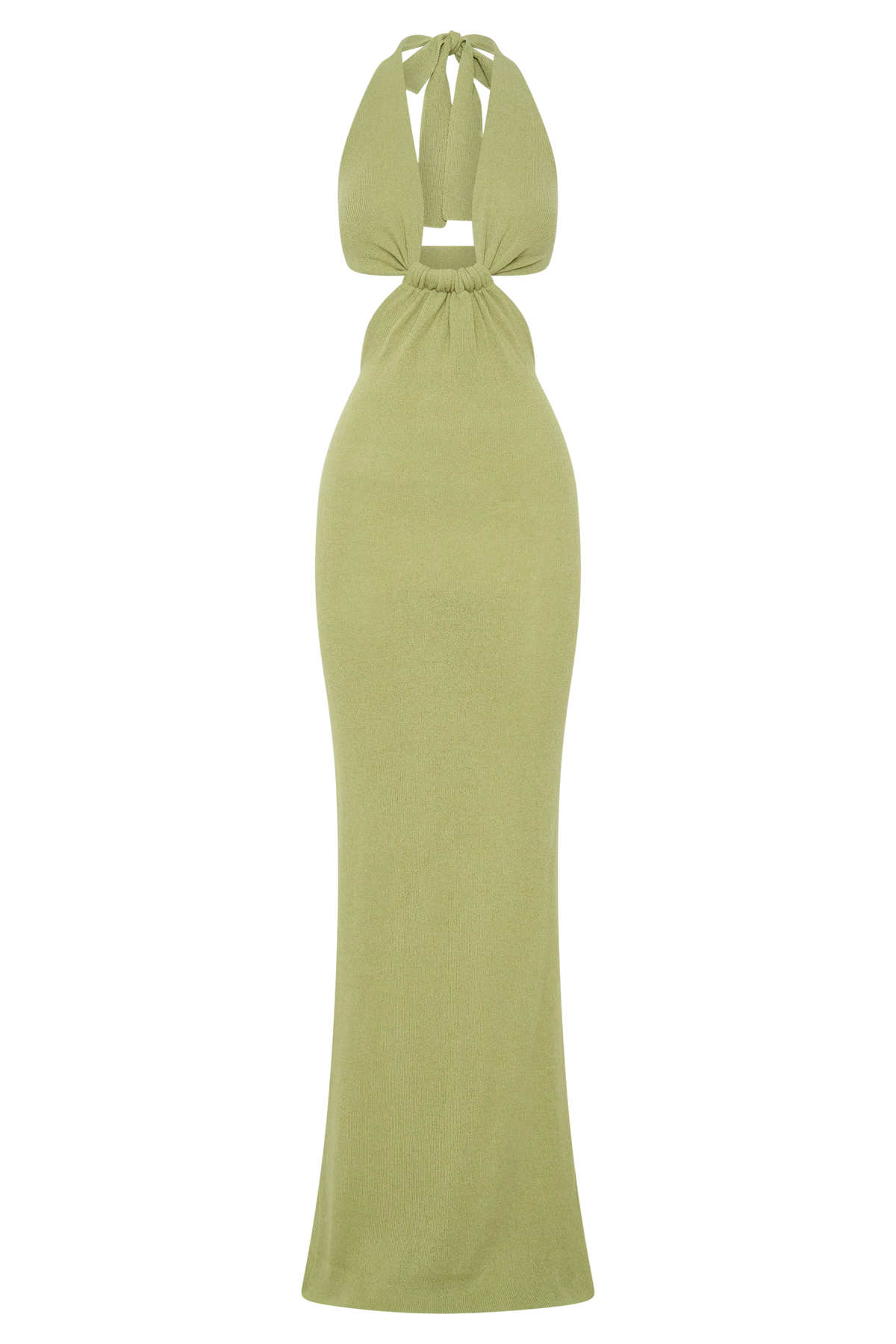 Theresea Halter Knit Maxi Dress - Light Olive
