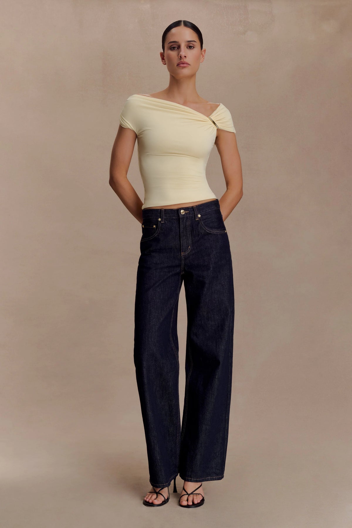 Kinsley Slinky Top With Hardware - Pale Lemon