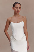 Karina Strapless Scuba Corset  - White