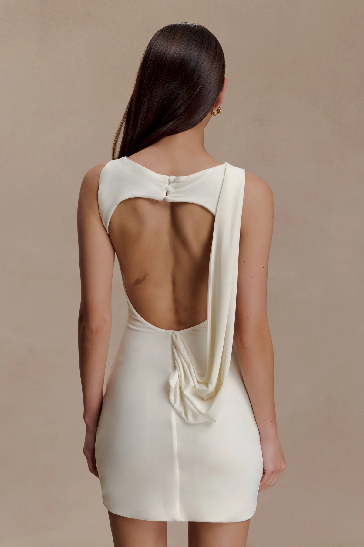 Henley Slinky Drape Mini Dress - Ivory