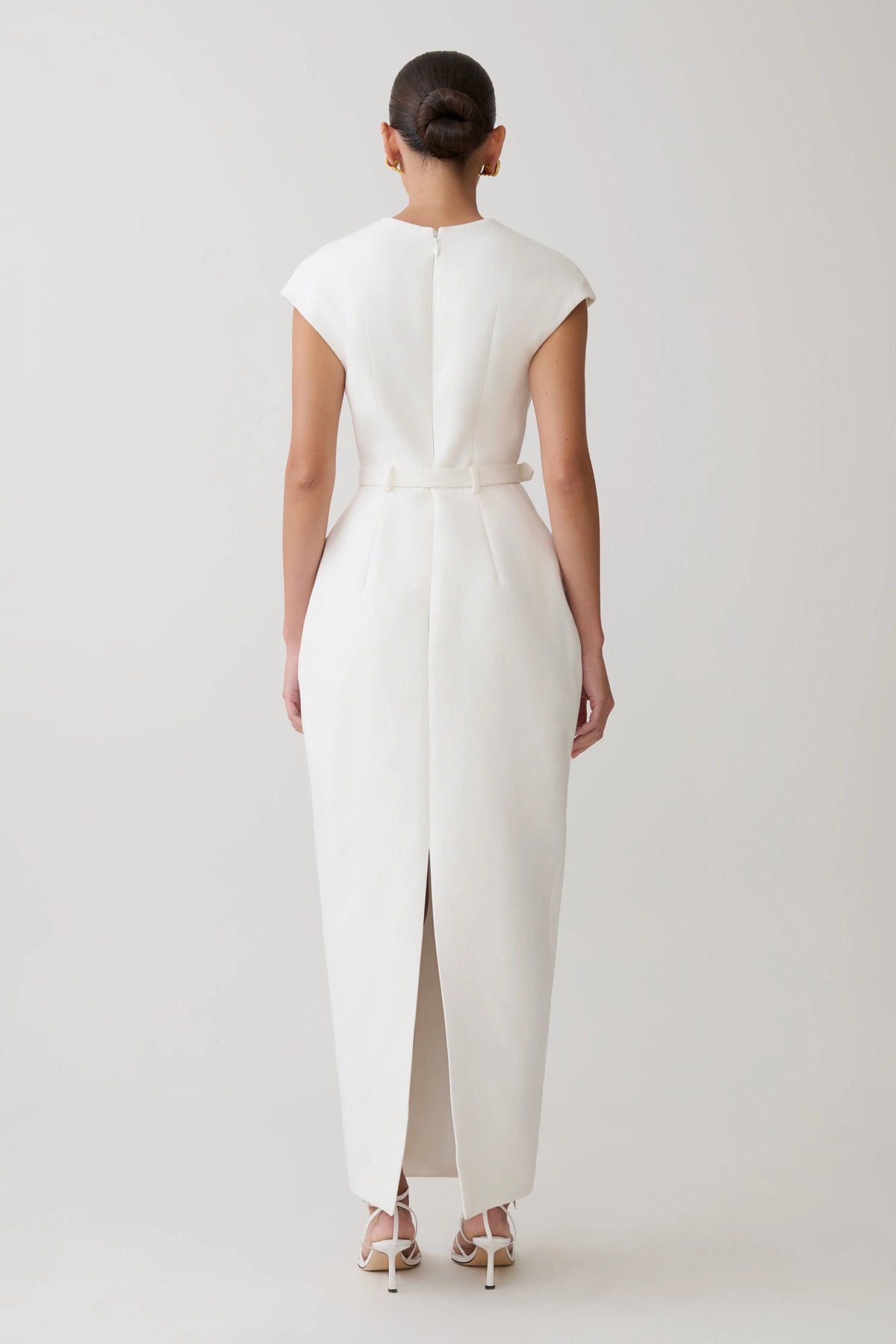 Livia V Neck Linen Maxi Dress - White