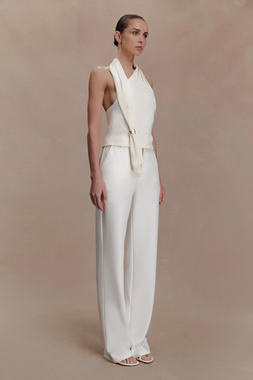 Marina Halter Top With Hardware - Ivory