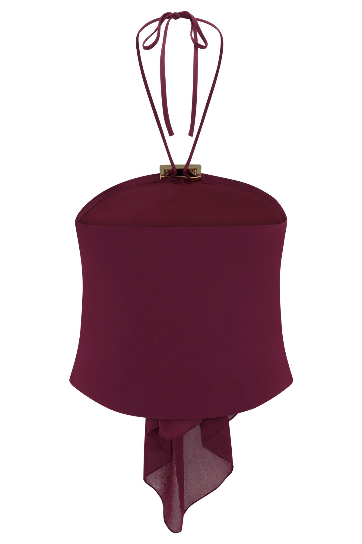Celina Chiffon Halter Top With Hardware - Cherry Red