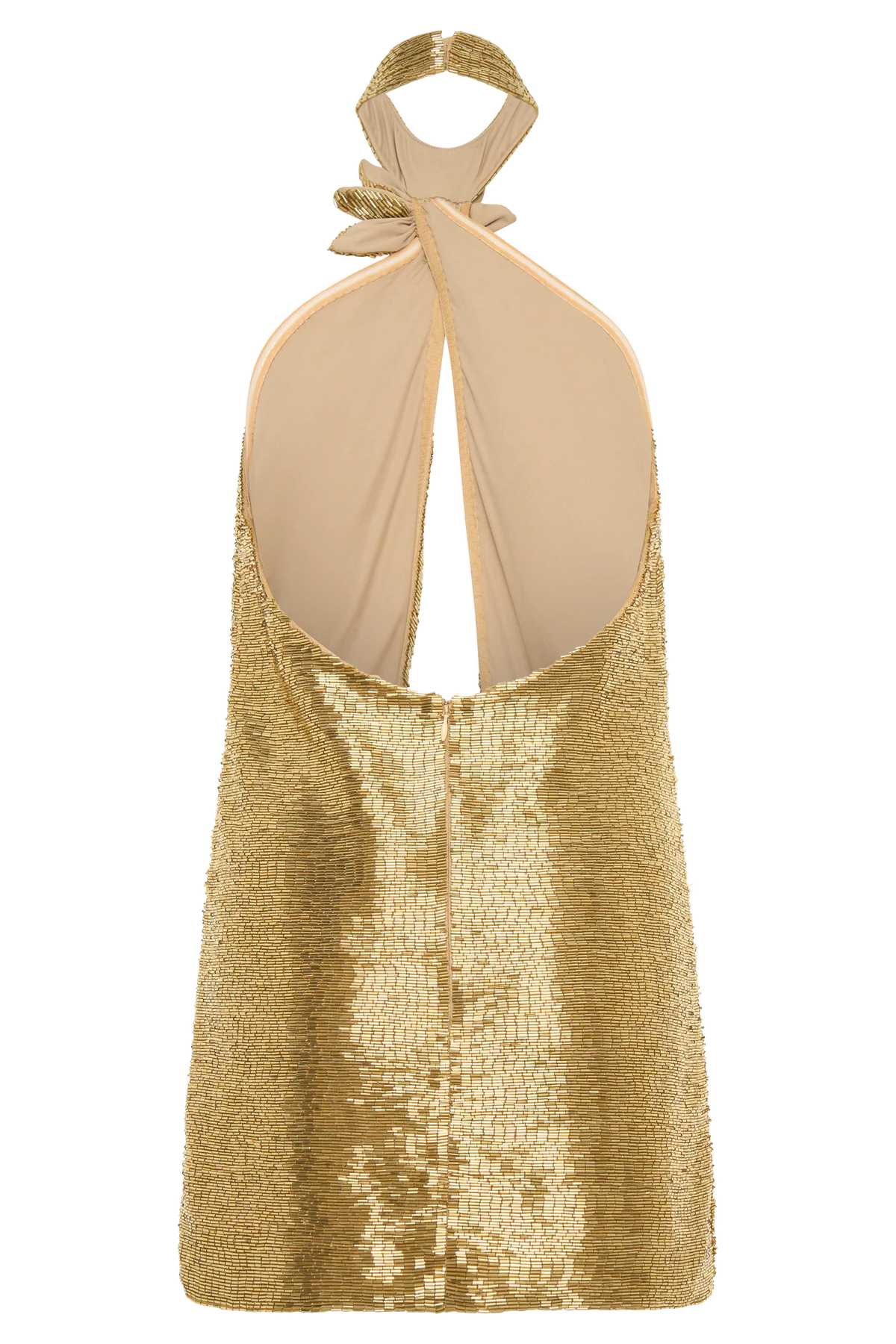 Nylah Beaded Halter Mini Dress - Gold