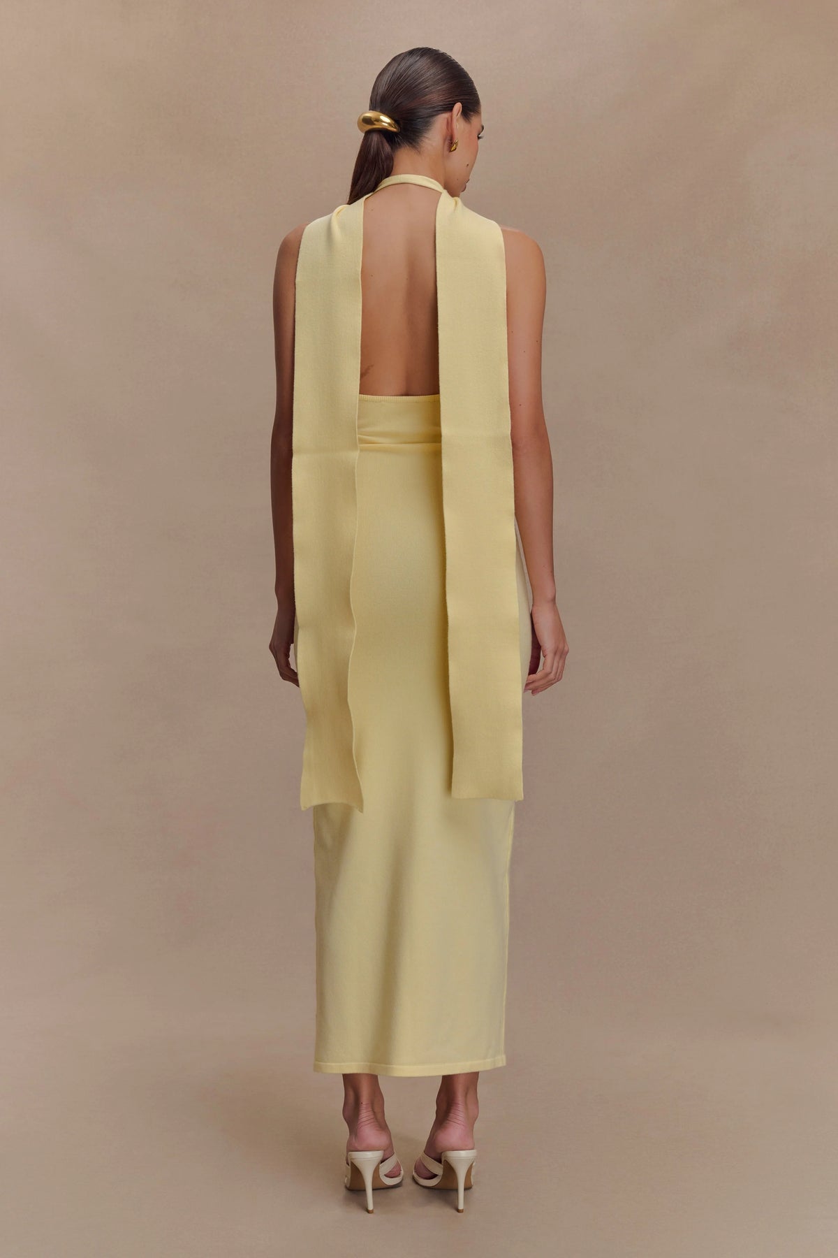 Wynn Floral Knit Midi Dress - Lemon