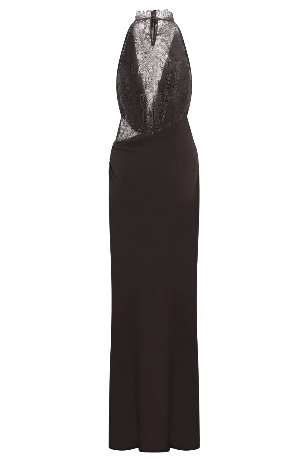 Arra Chiffon And Lace Halter Maxi Dress - Cacao Brown
